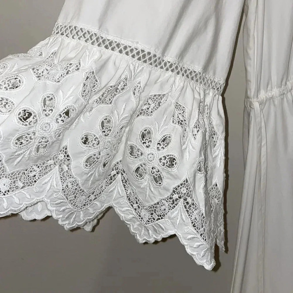 Self Portrait Lace Bell Sleeve Cotton Broderie Maxi Dress-sz 4-NWT - Picture 10 of 14